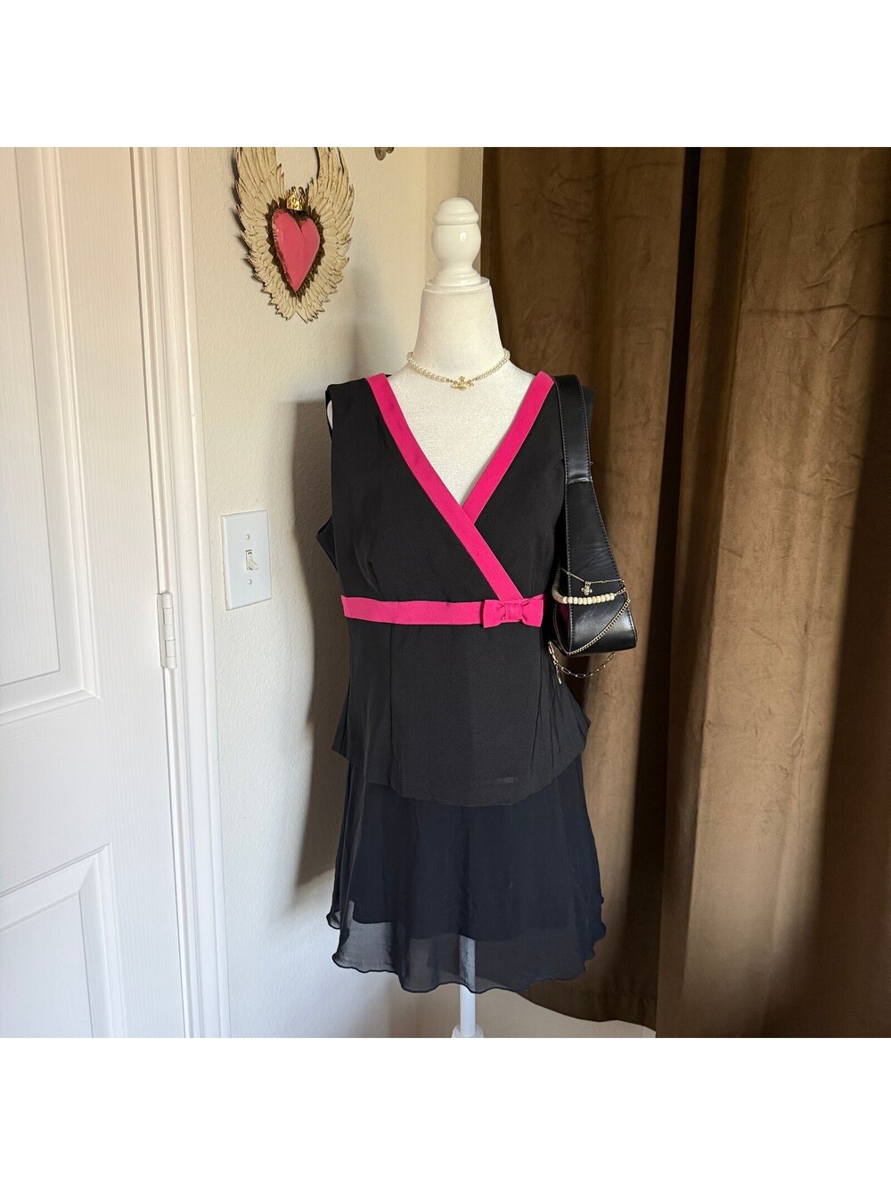 Suits Us Vintage Paper Tag Sleeveless Bow Detail Blouse Coquette Feminine Girly
